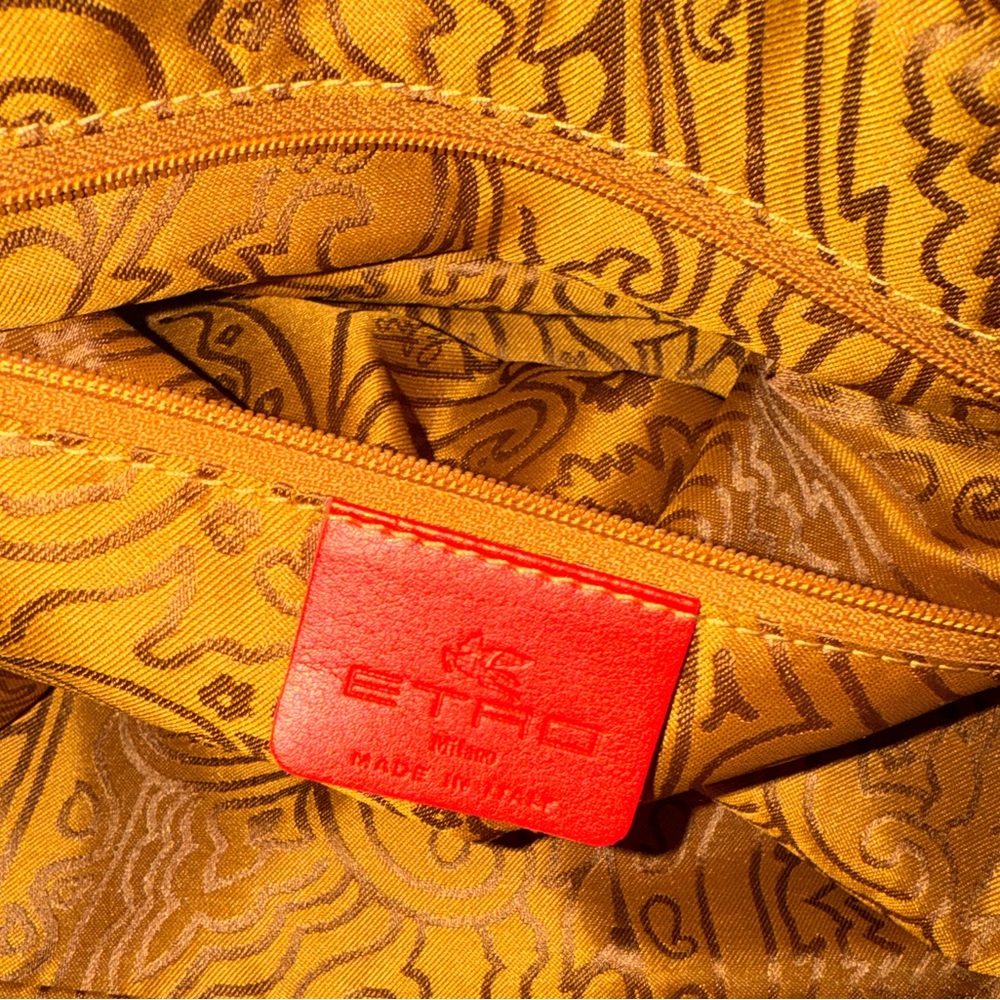 Etro Coral and Tan Embroidered Satchel - Picture 7 of 14